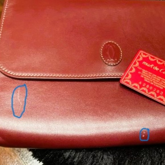 Cartier EUC VINTAGE Wine Leather Clutch, Mini Document Portfolio Bag - Picture 10 of 10